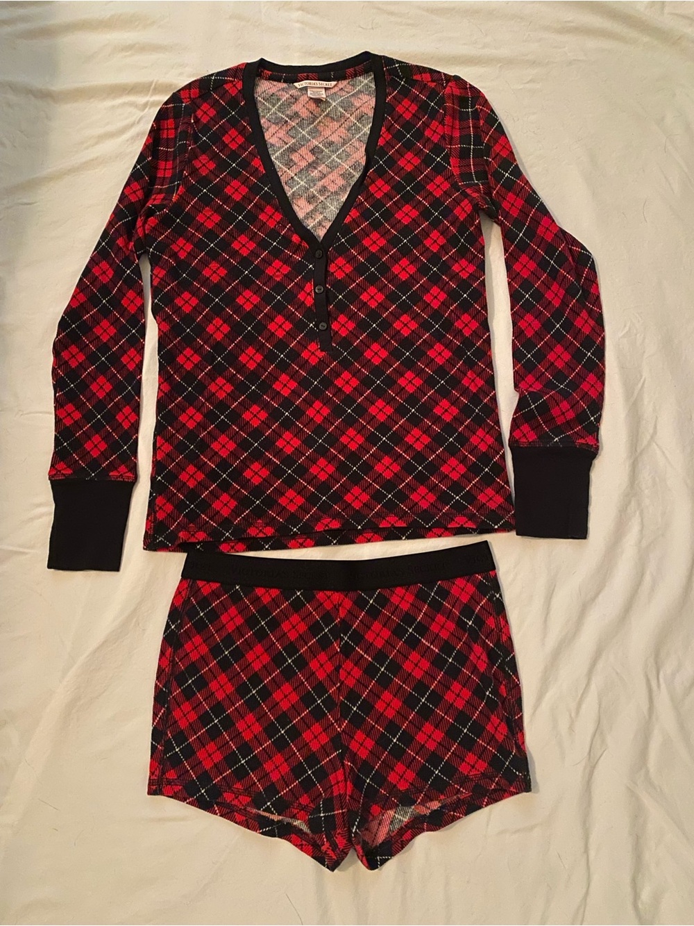 Victoria's Secret Red and Black XS Plaid Lounge Set